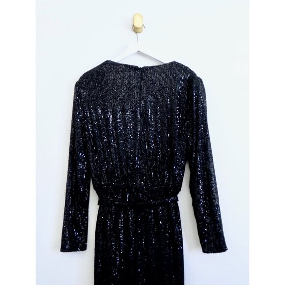 NEW! BCBG Paris All Over Sequin Formal Jumpsuit Long Sleeve Black SZ XL - Picture 9 of 11